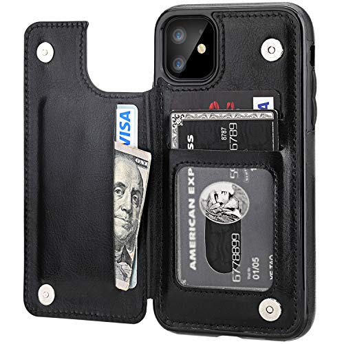iPhone 11 Wallet Case with Card Holder,OT ONETOP PU Leather Kickstand Card Slots Case,Double Magnetic Clasp and Durable Shockproof Cover for iPhone 11 6.1 Inch(Black) iPhone 11 Wallet Case with Card Holder,OT ONETOP PU Leather Kickstand Card Slots Case,Double Magnetic Clasp and Durable Shockproof Cover for iPhone 11 6.1 Inch(Black)